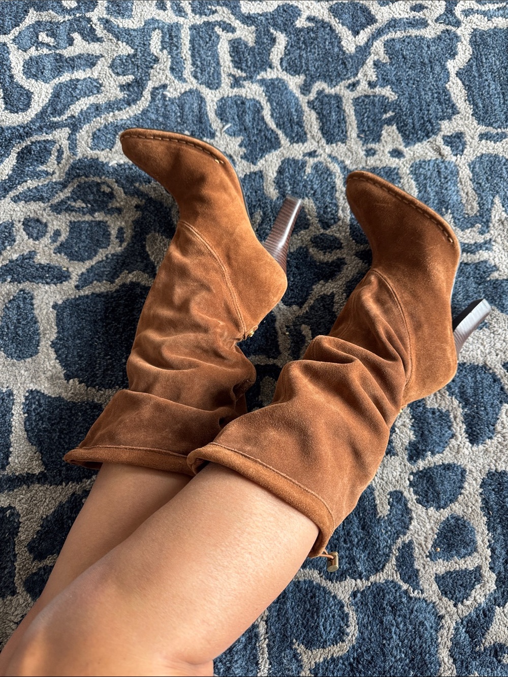 Hot in Hollywood Brown Suede convertible Tall Heeled Boots Sz 7.5 Slouchy